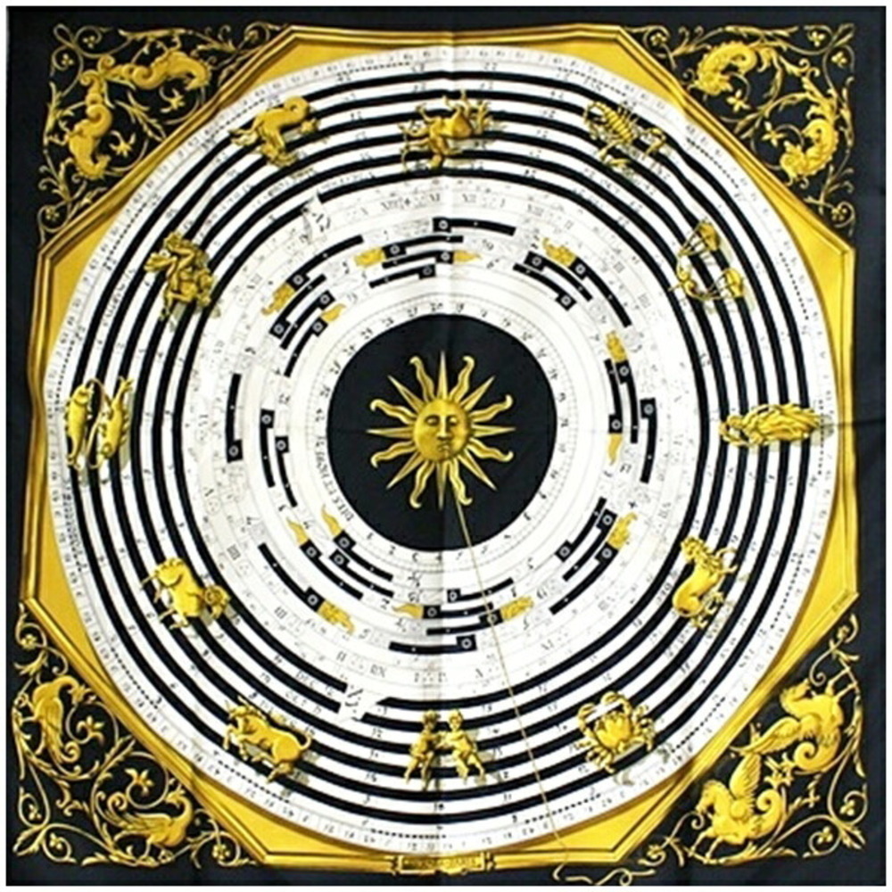 Hermes scarf/muffler, Carre 90, astrology pattern, HERMES, women's.